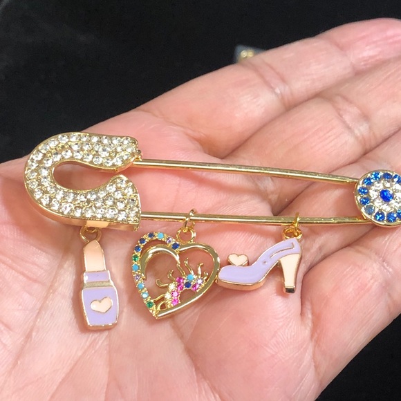 Evil Eye Gold Plated Handmade Safety pins for baby stroller.$25 each - Picture 8 of 12